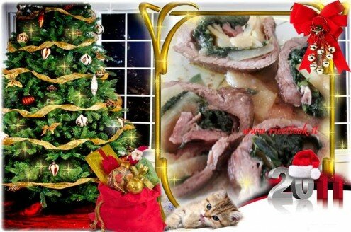 cicoria con patate per rotolo di carne