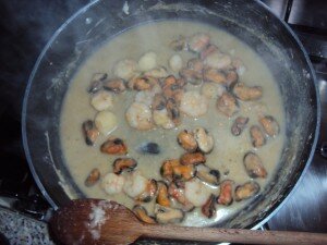 Spaghetti con Fagioli, Cozze e Gamberi‏